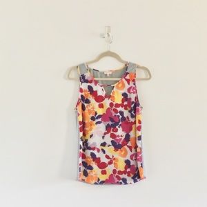 Pixley Tops - Pixley Stitch Fix Floral Hawn Mixed Material Tank Pixley Tops - Pixley Stitch Fix Floral Hawn Mixed Material Tank